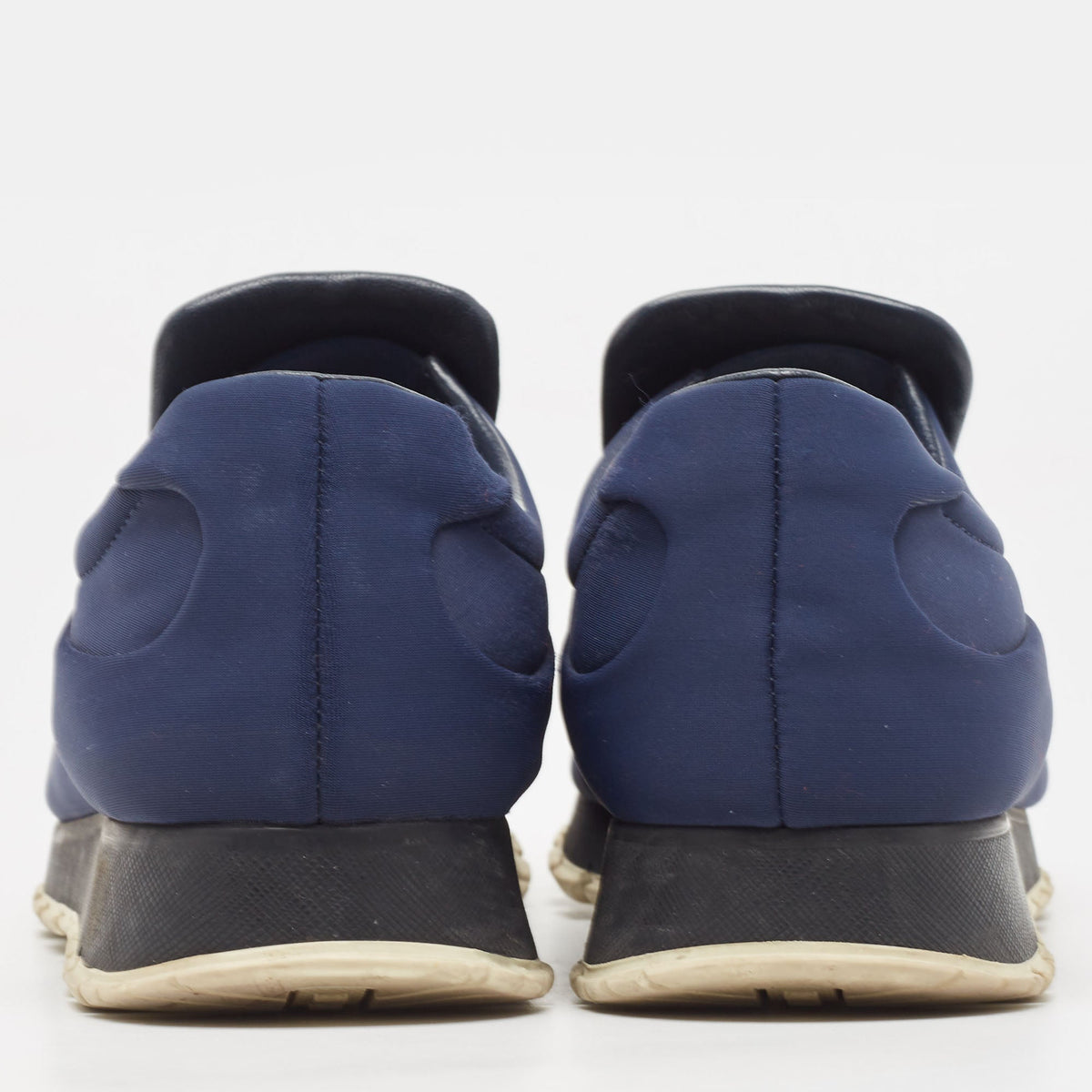 Prada Navy Blue Nylon Slip On Sneakers Size 38.5
