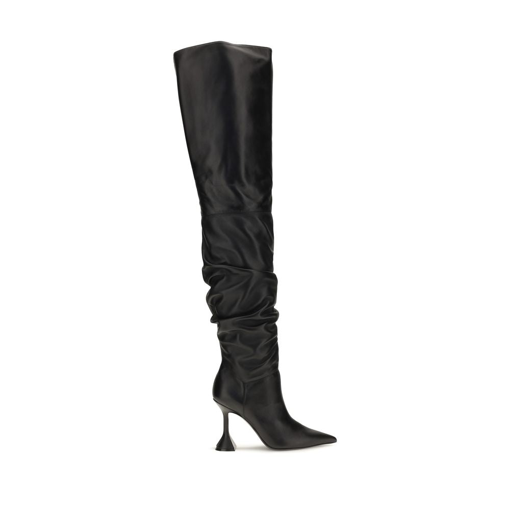 Amina Muaddi Calf Leather Bos Taurus Over The Women's Knee