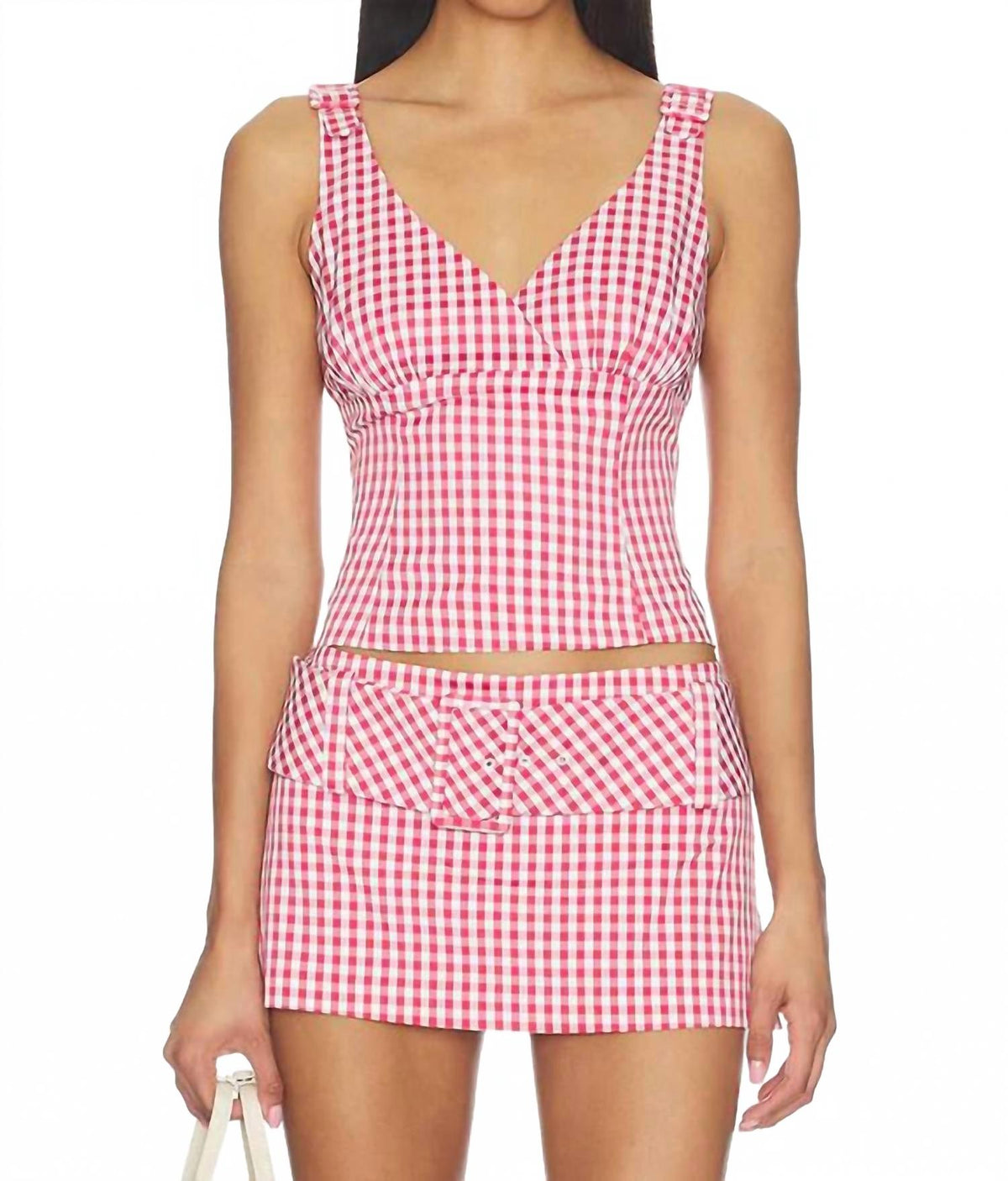Alistair V-Neck Tank Top In Gingham