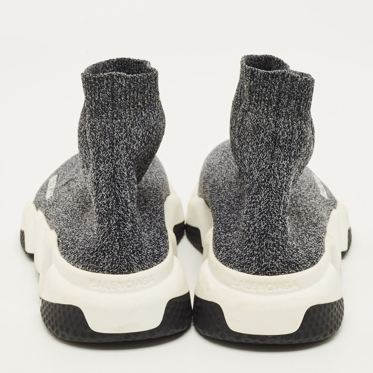 Balenciaga Speed Size 38 Black/Grey Knit Fabric High Slip On Sneakers
