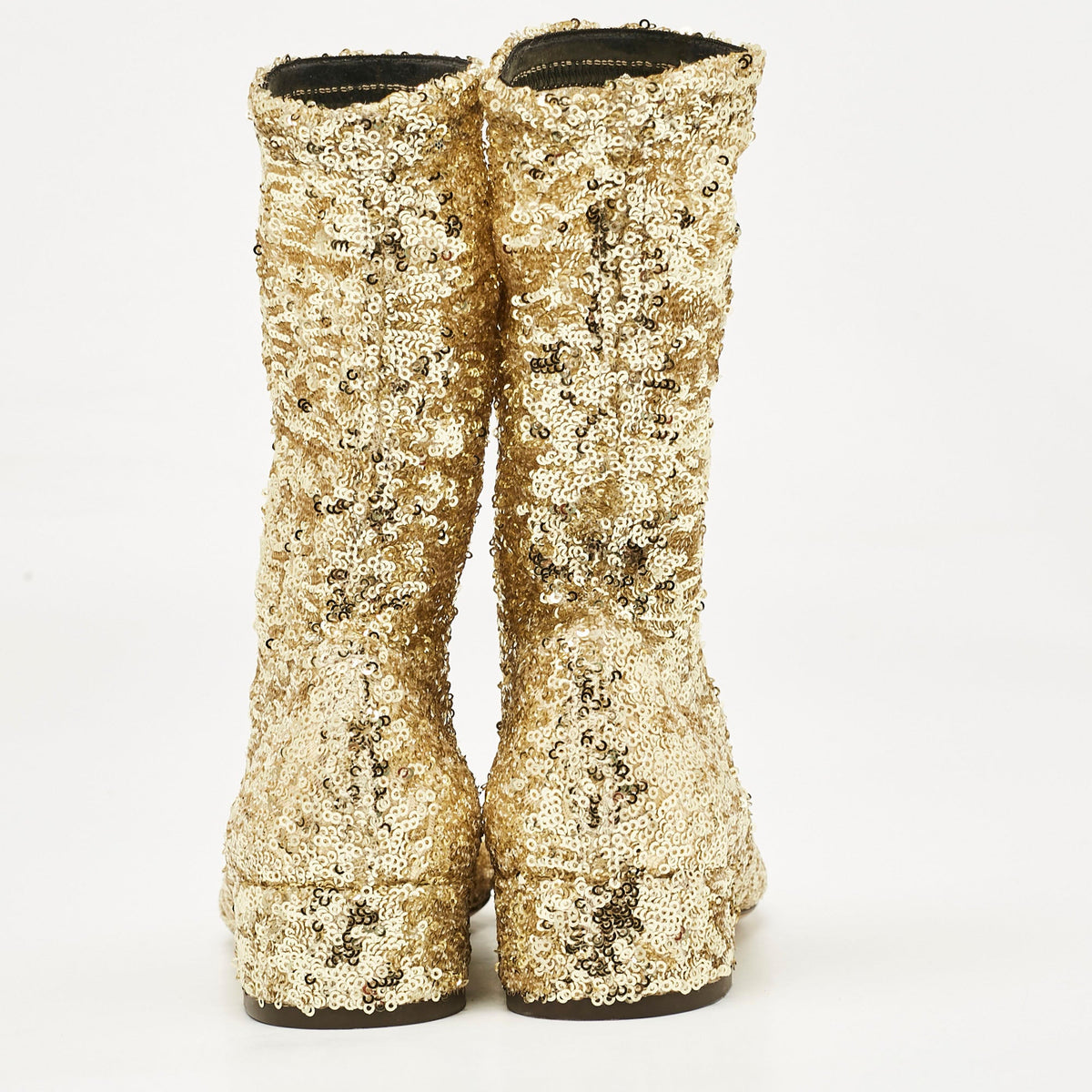 Dolce & Gabbana Size 36 Gold Mesh and Sequins Ankle Length Boots