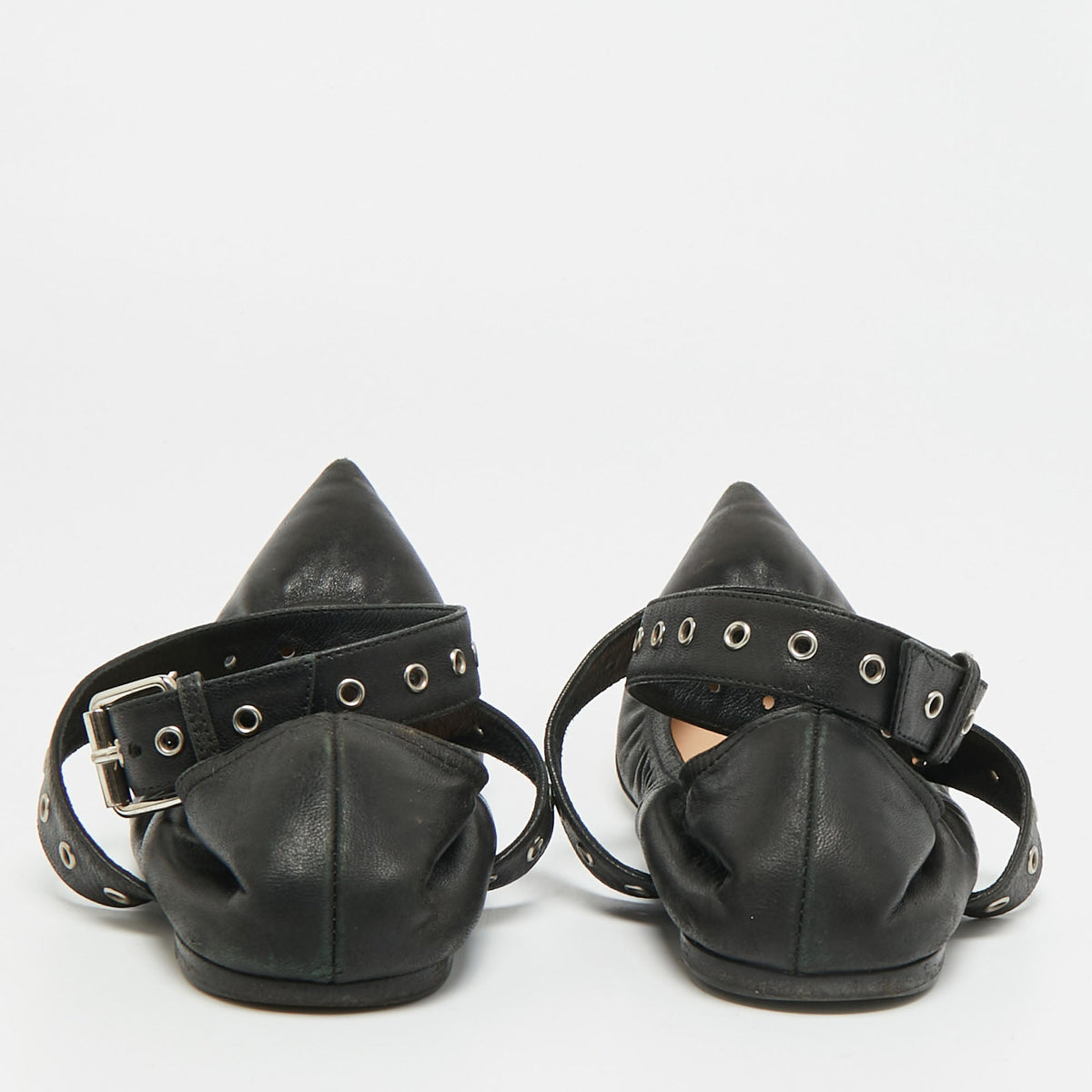 Valentino Love Latch Size 36.5 Black Leather Ballet Flats