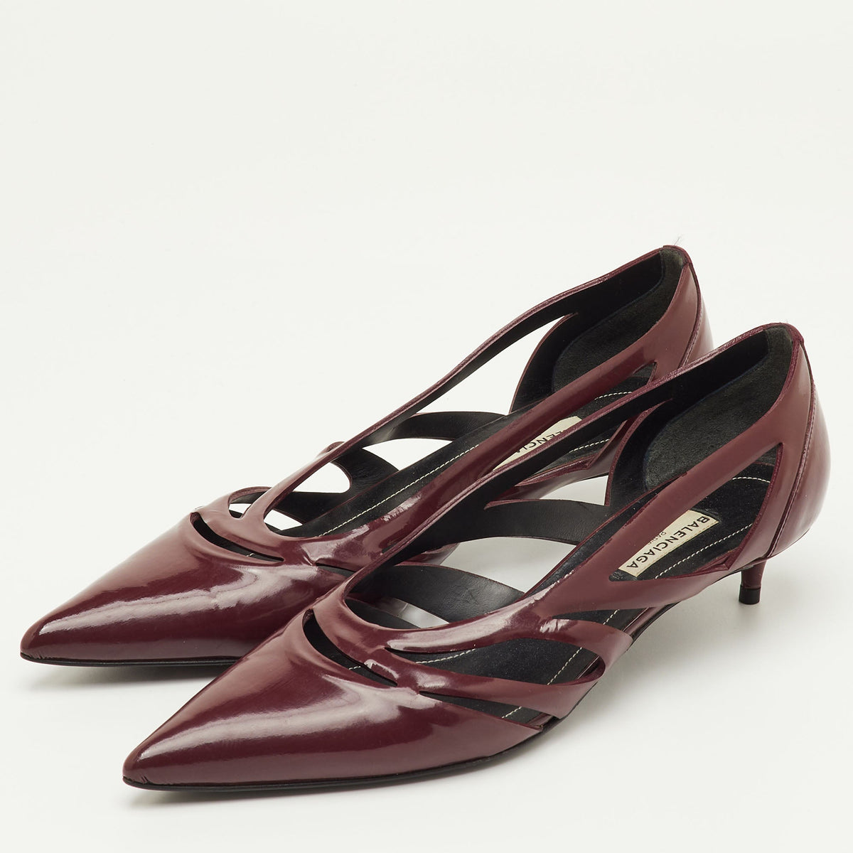 Balenciaga Size 37 Burgundy Patent Leather Pumps