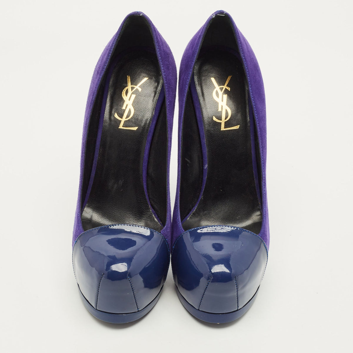 Saint Laurent Paris Tribtoo Size 37 Blue Suede Platform Pumps