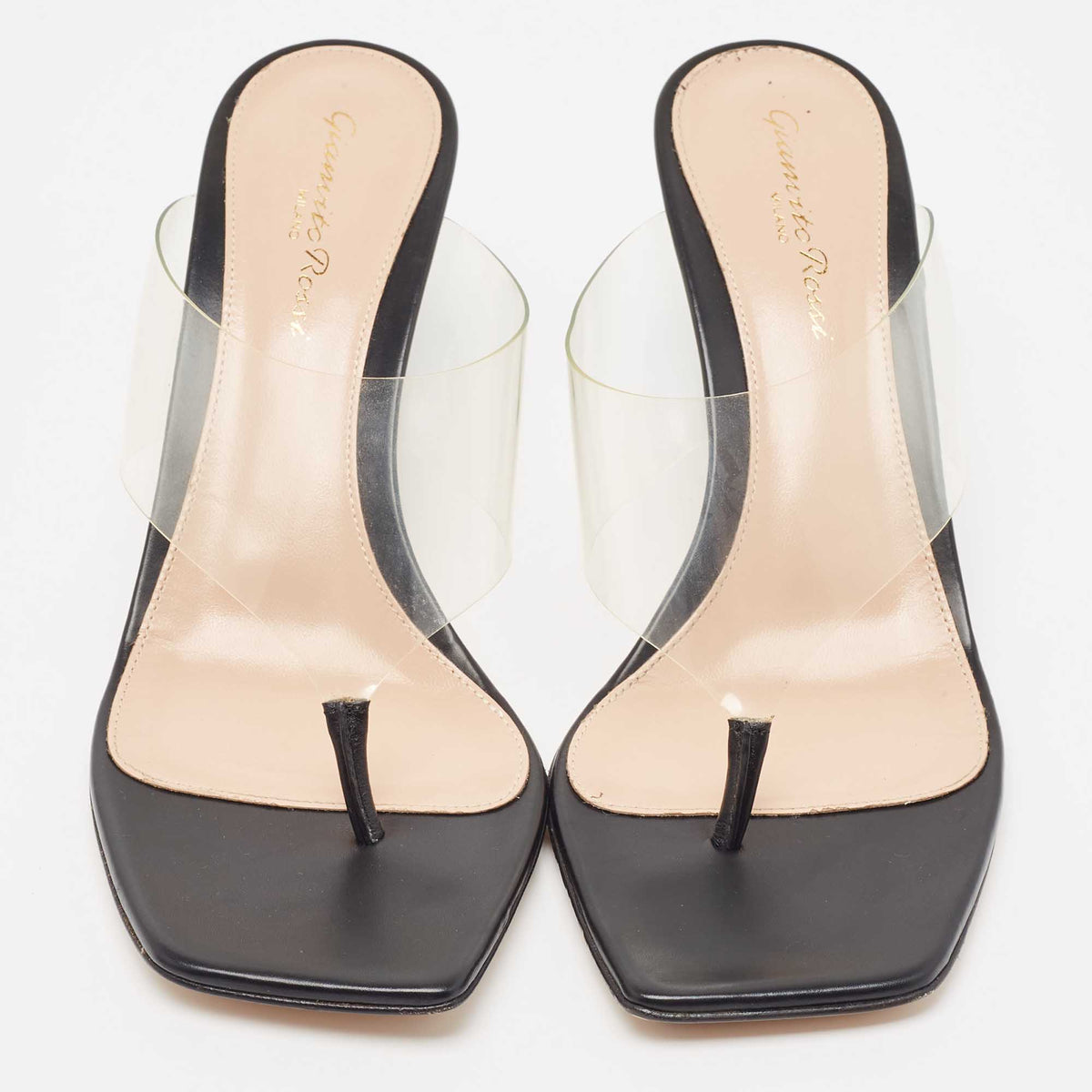 Gianvito Rossi Size 38.5 Transparent Leather and PVC Thong Sandals