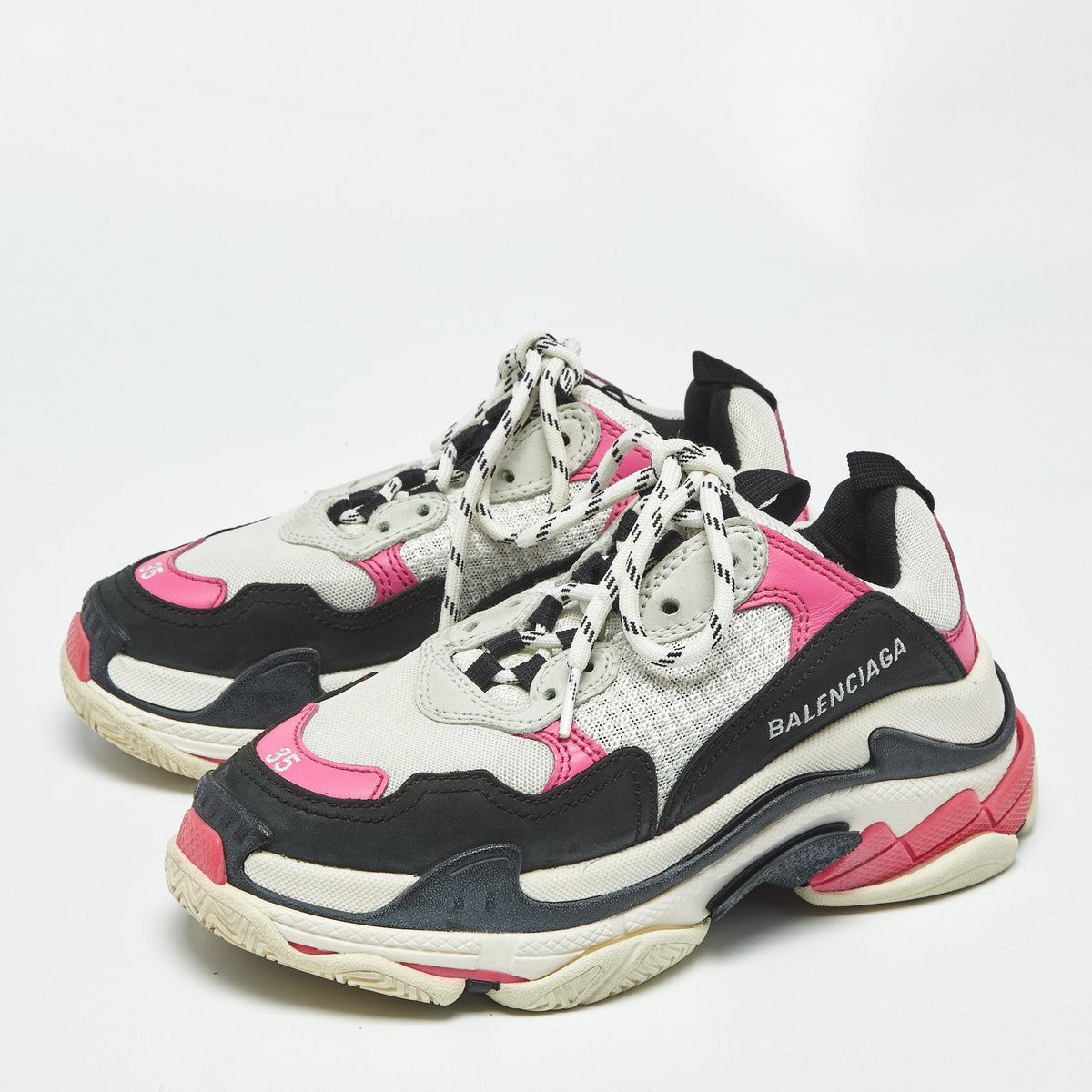 Balenciaga Multicolor Leather and Mesh Triple S Sneakers Size 35