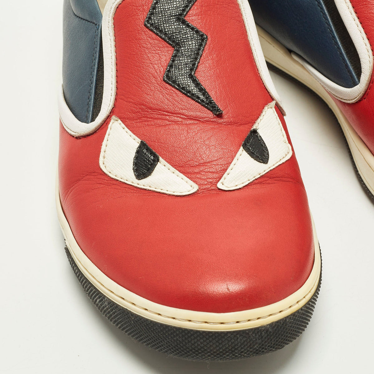 Fendi Monster Eyes Size 37 Multicolor Leather Slip On Sneakers