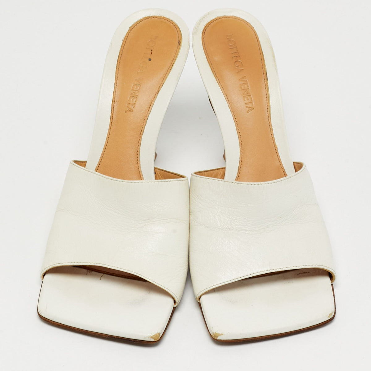 Bottega Veneta Lido Size 36.5 White Leather Slide Sandals