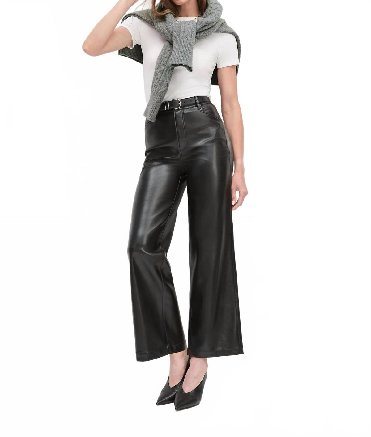 Mischa Super High Rise Wide Leg Ankle Jeans In Raven