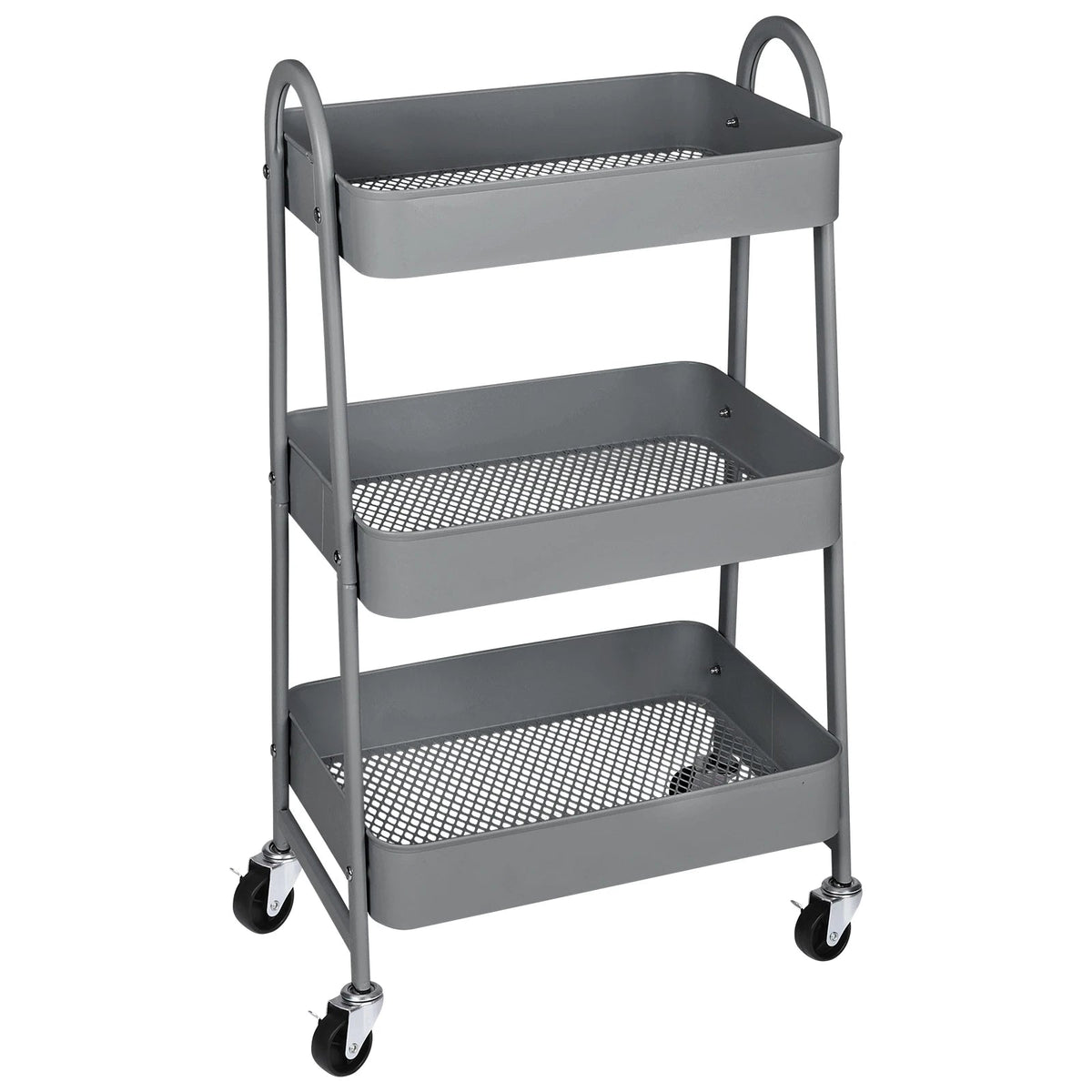 3-Tier Metal Kitchen Storage Cart with Lockable Wheels - Mobile Shelving Unit for Narrow Spaces and Utility Organization