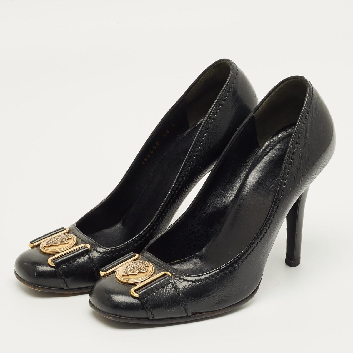 Gucci Black Leather Hysteria Round Toe Pumps Size 38