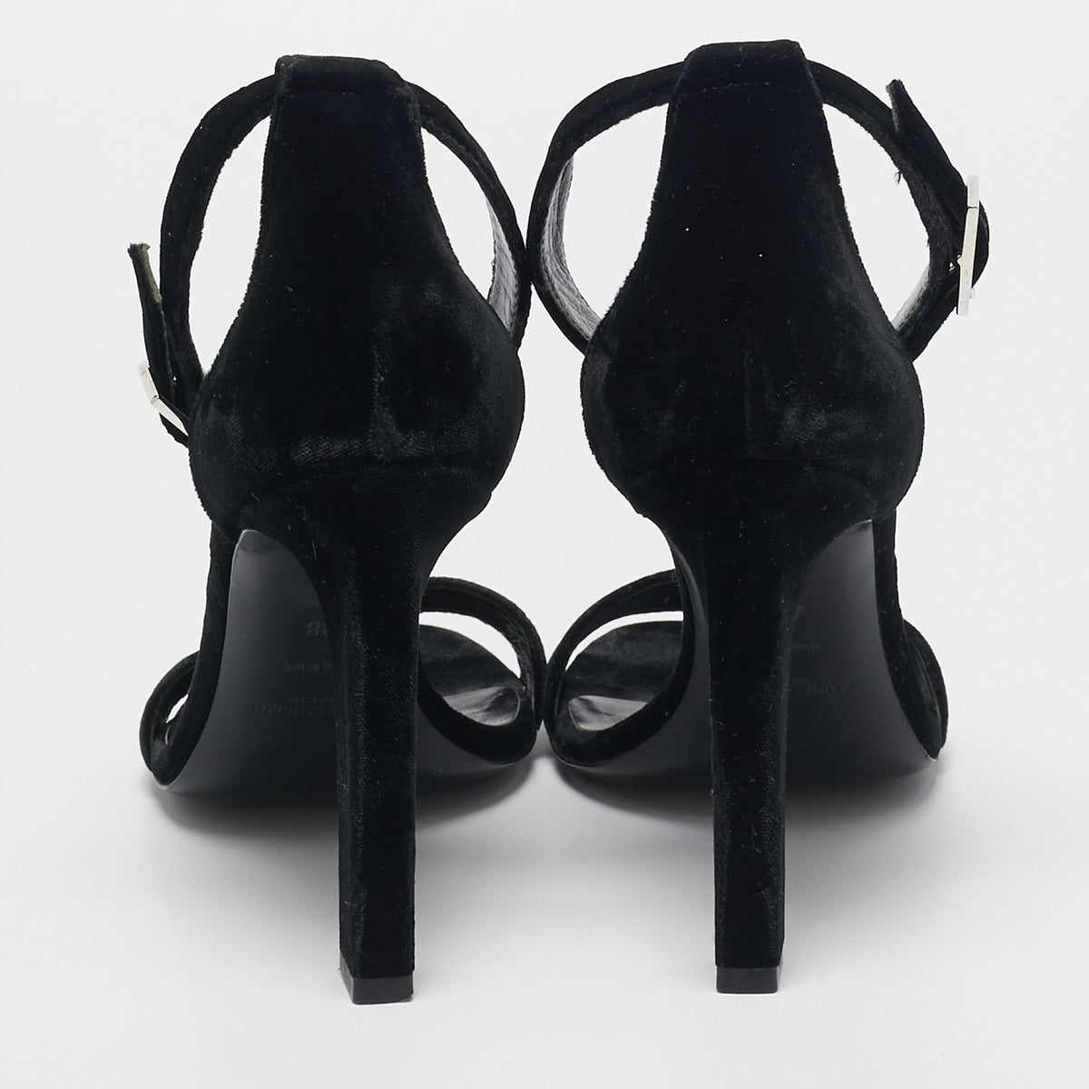 Saint Laurent Paris Grace Size 38 Black Velvet Ankle Strap Sandals