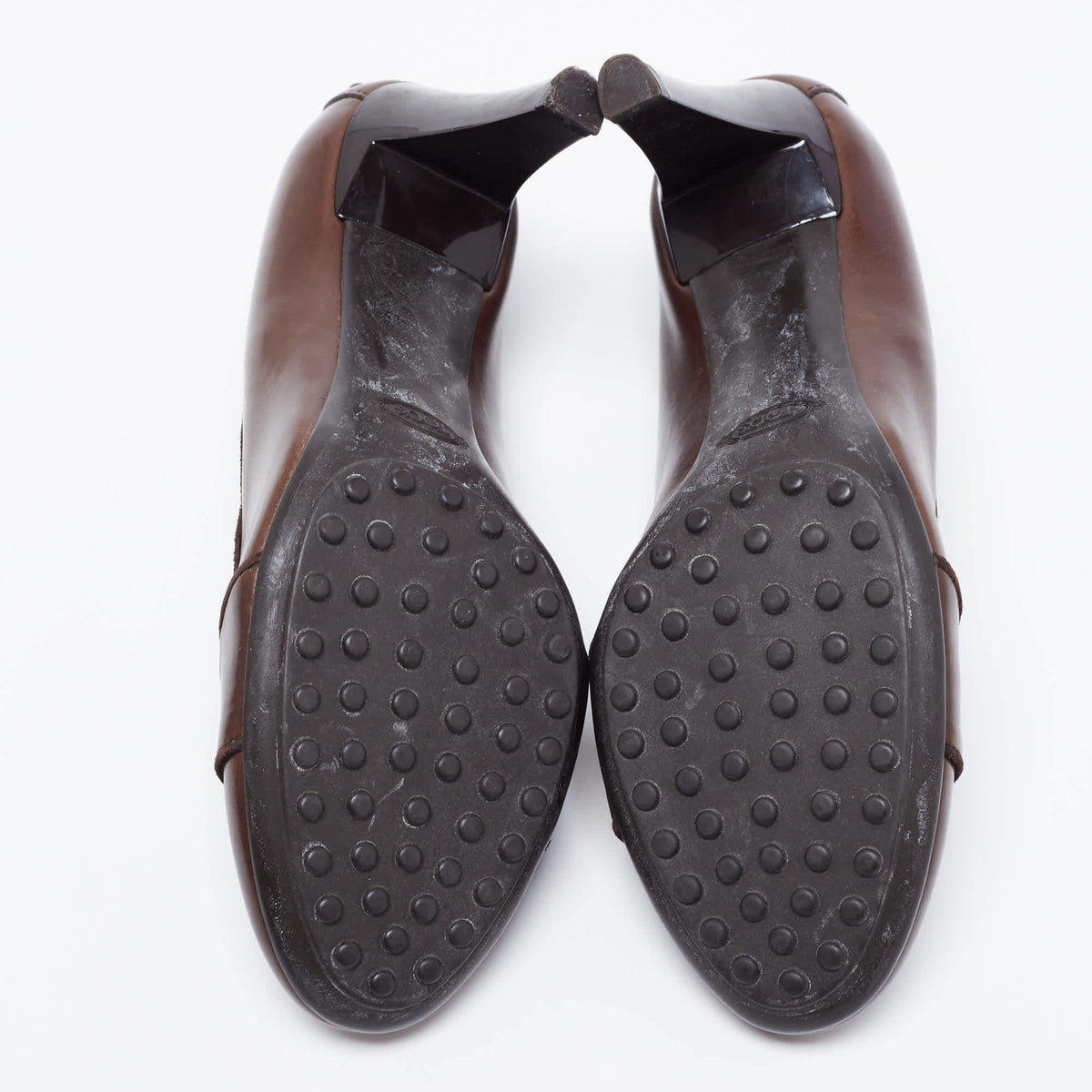 Tod's Dark Brown Leather Double T Loafer Pumps Size 37.5