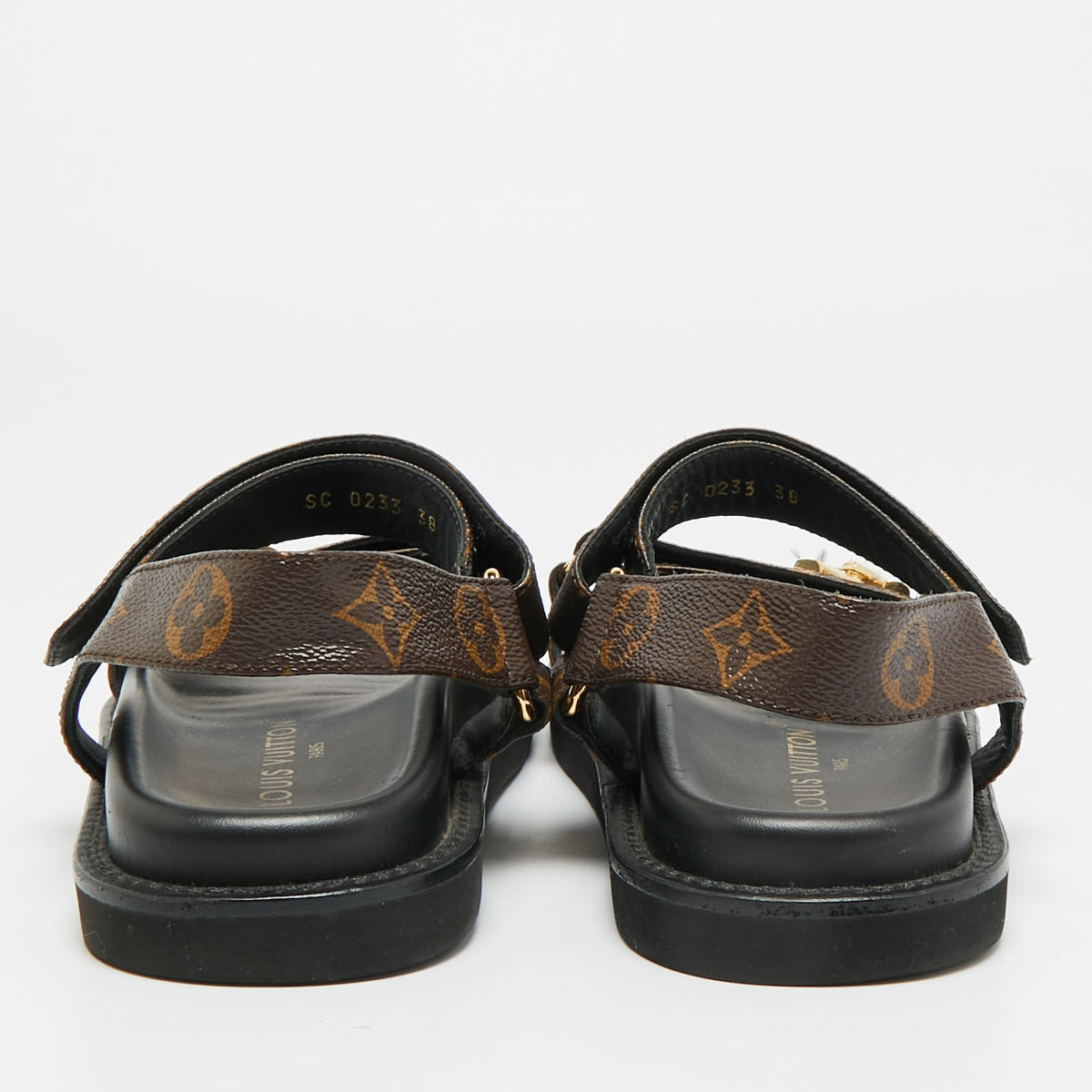 Louis Vuitton Sunset Size 38 Brown Coated Canvas Slingback Sandals
