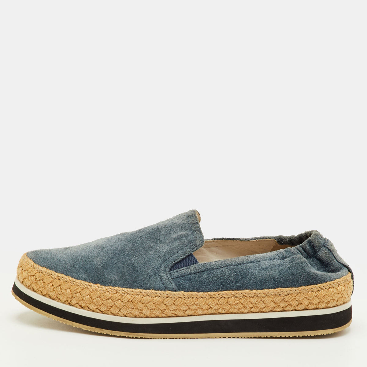 Prada Sport Size 35.5 Blue Suede Slip On Espadrille Flats