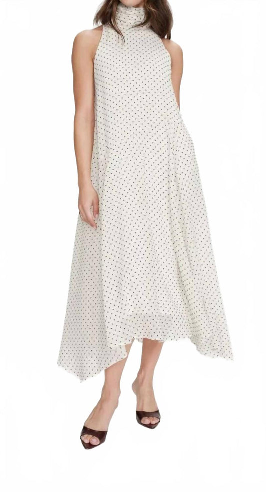Polka Dot Flowing Maxi Dress In Ivoire