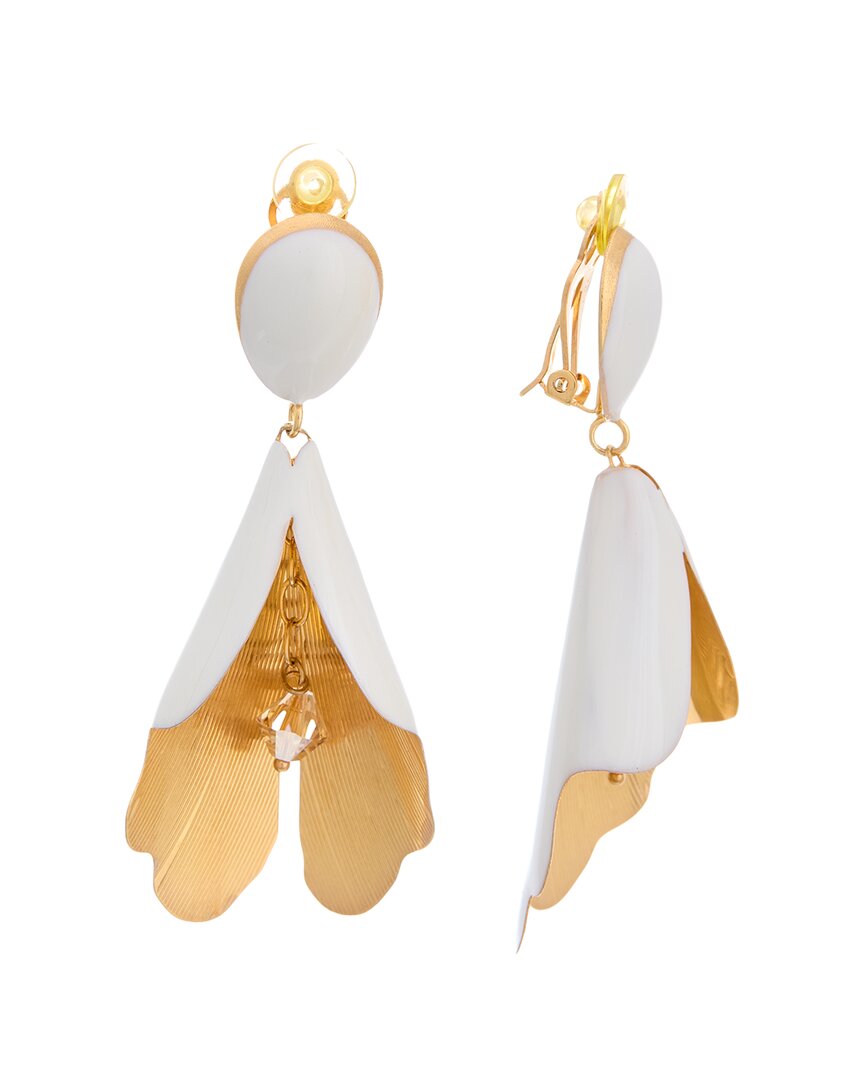 Oscar de la Renta Bell Flower Enamel Large Earrings