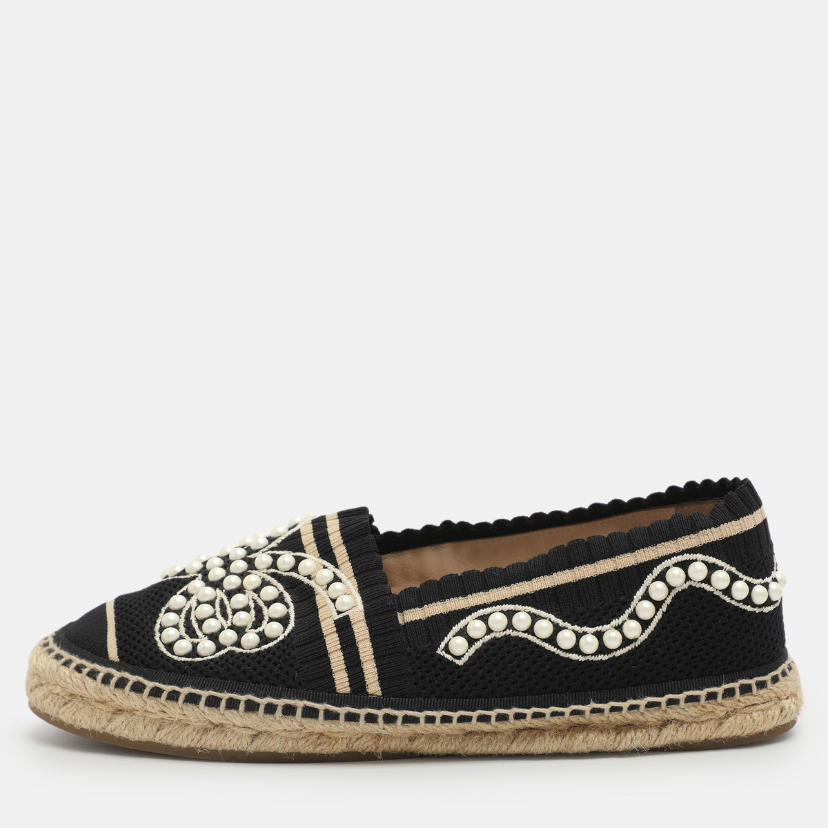 Fendi Size 37 Black Fabric Espadrille Flats