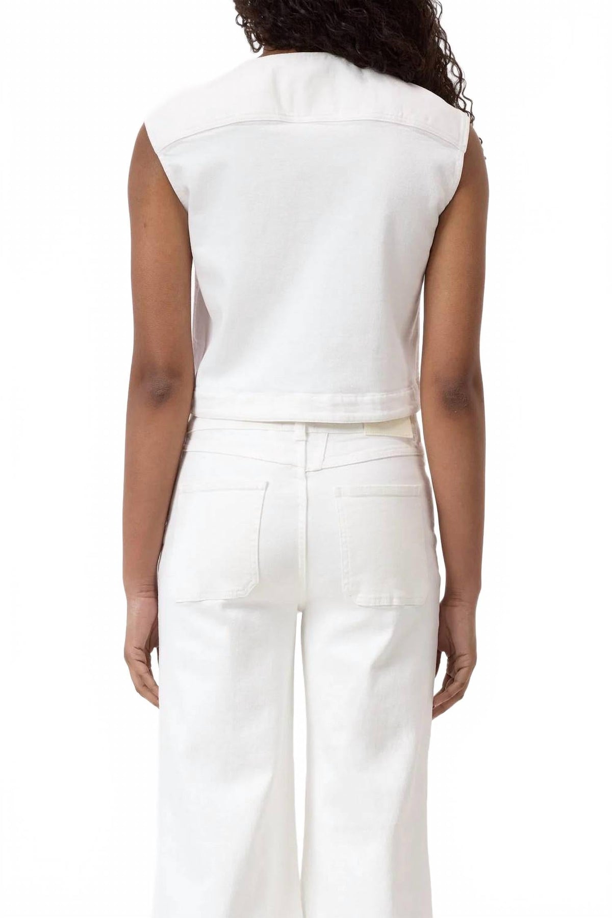 Sleeveless Denim Vest In White