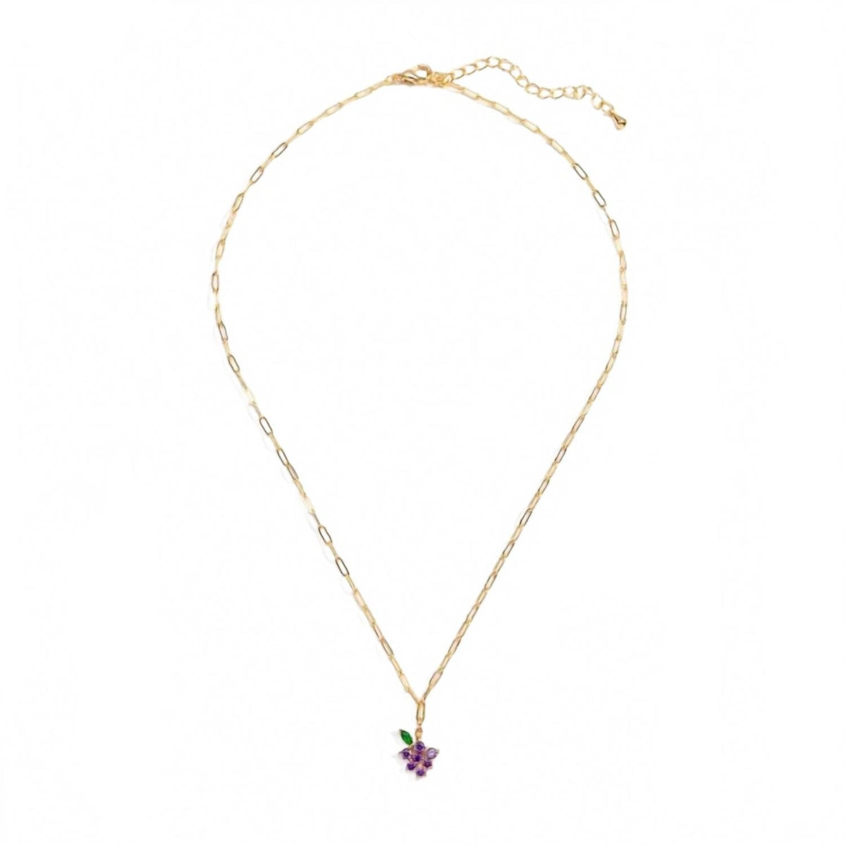 Women's Dainty Chain Necklace With Grape Charm In Purple