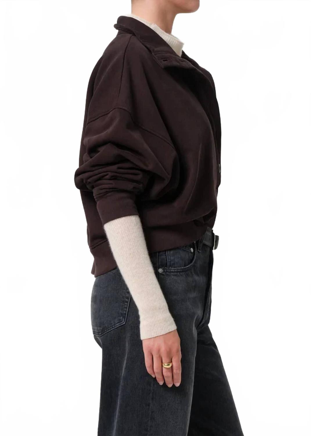 Mirelle Funnel Neck Sweatshirt In Chocolate