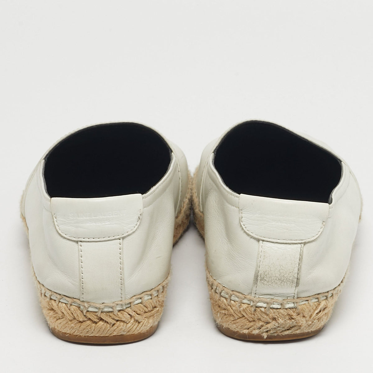 Saint Laurent Cassandre Size 37 White Leather Espadrille Flats