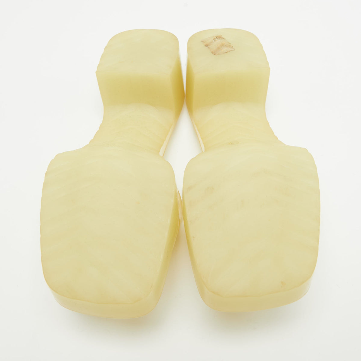 Gucci Light Yellow Rubber Logo Embossed Slide Sandals Size 37
