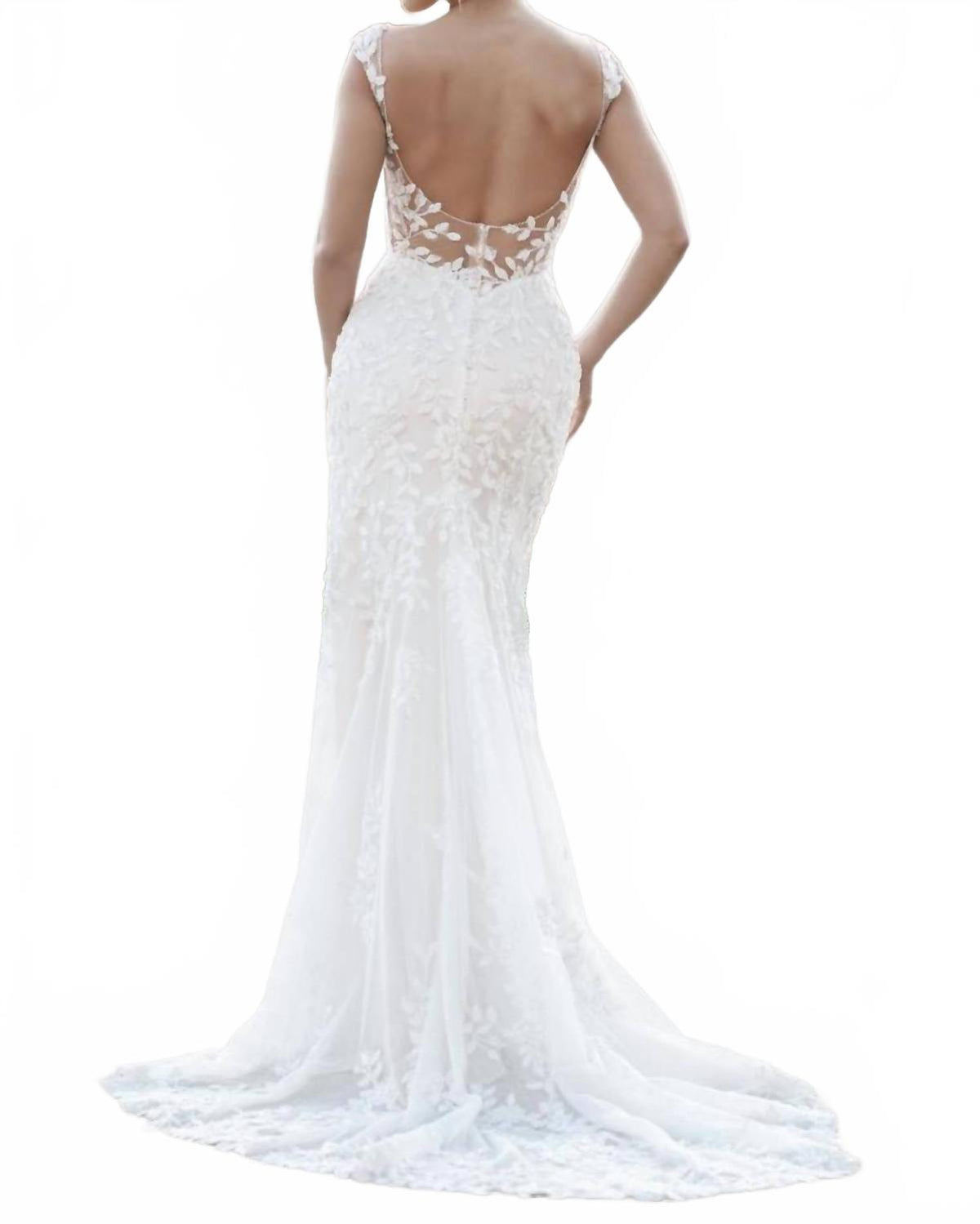Beaded Wedding Gown In Ivory/nude