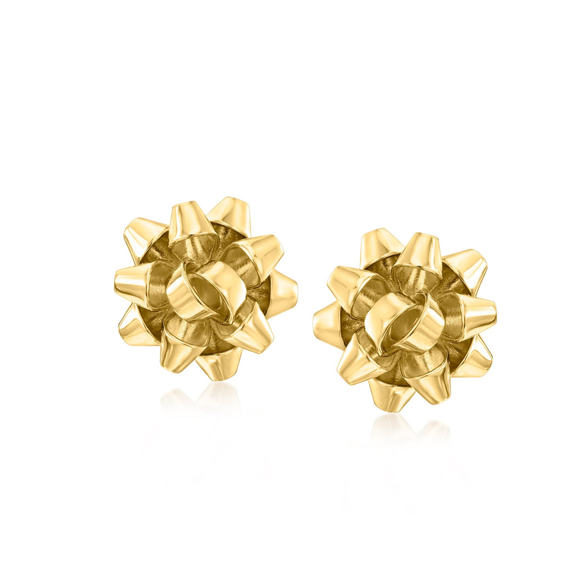 Ross-Simons 18kt Gold Over Sterling Christmas Bow Stud Earrings
