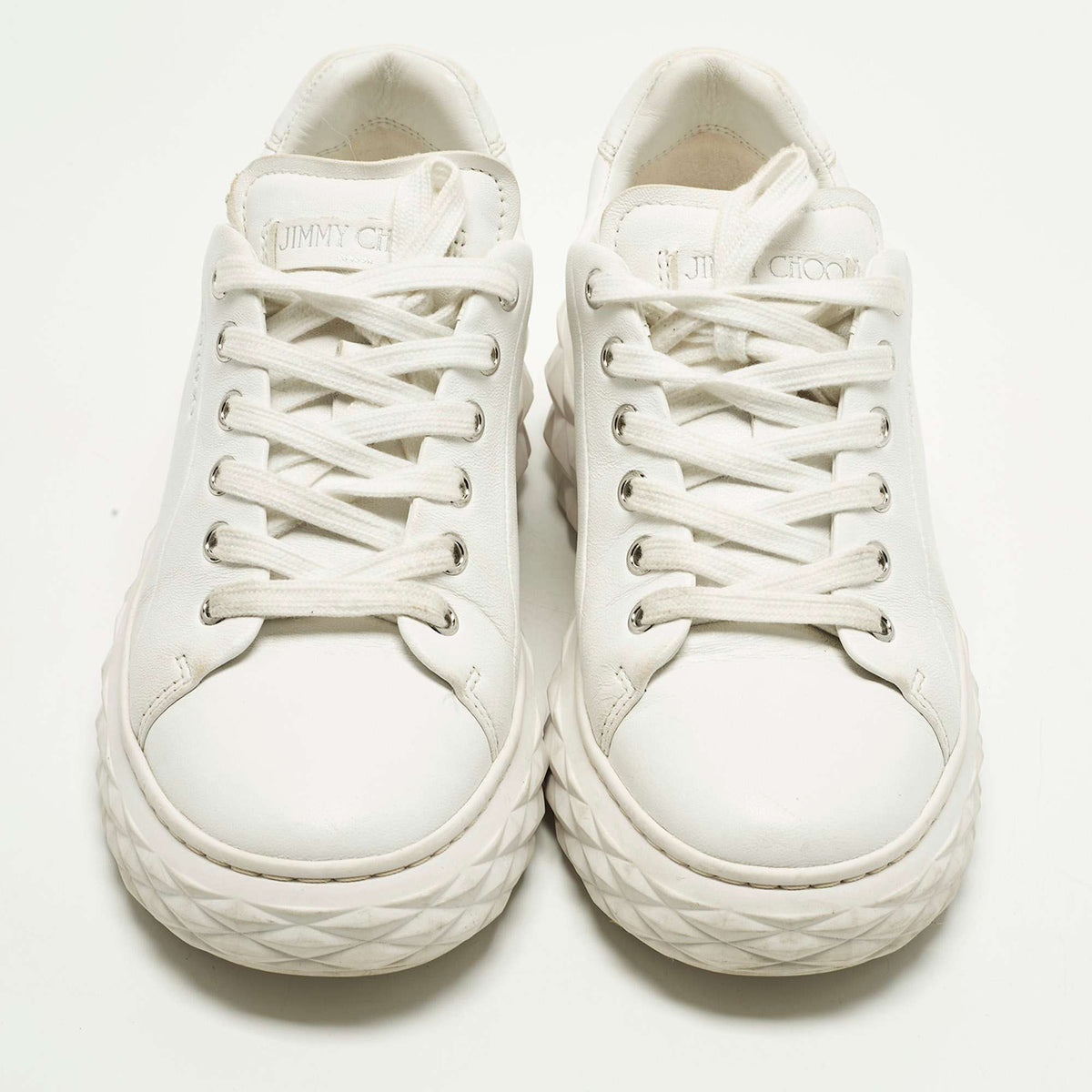Jimmy Choo Diamond Maxi Size 36 White Leather Lace Up Sneakers