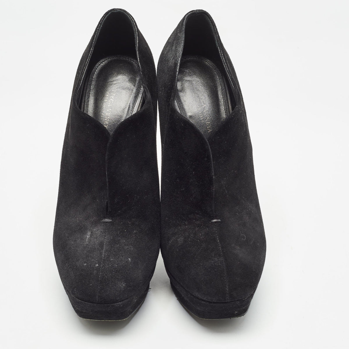 Bottega Veneta Black Suede Platform Ankle Boots Size 38.5