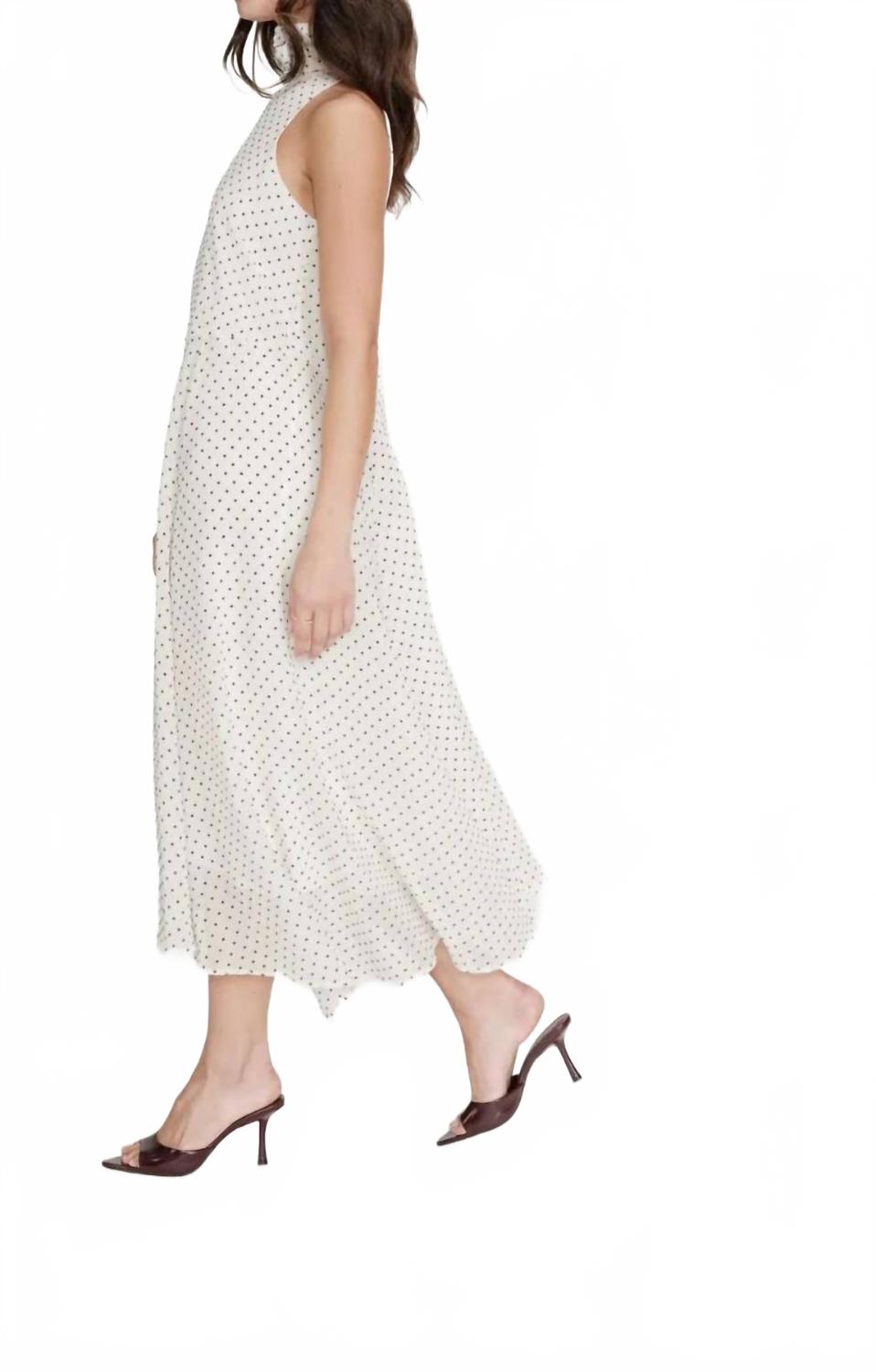 Polka Dot Flowing Maxi Dress In Ivoire