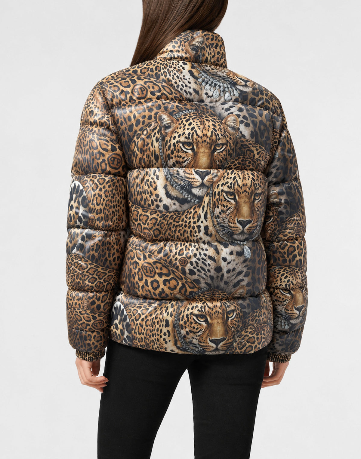 Short Puffer Jacket Leopard All-Over