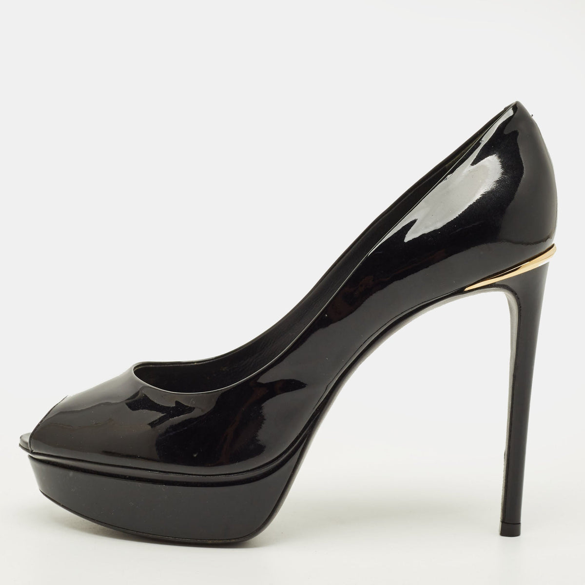 Louis Vuitton Eyeline Size 38 Black Patent Leather Platform Pumps