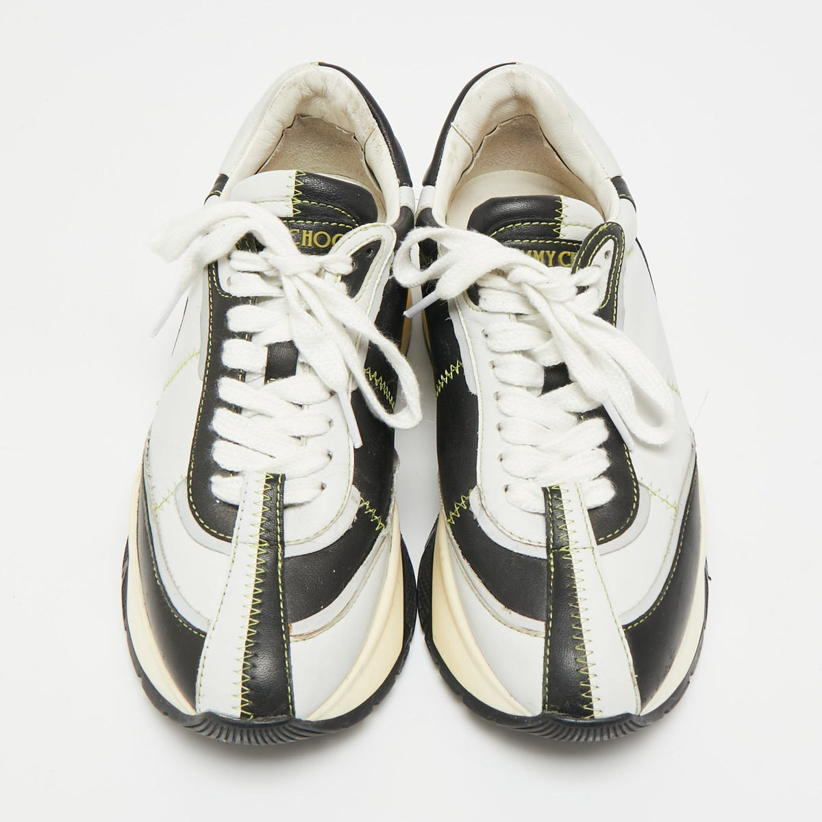 Jimmy Choo Raine Size 37 Grey/Black Leather Low Top Sneakers