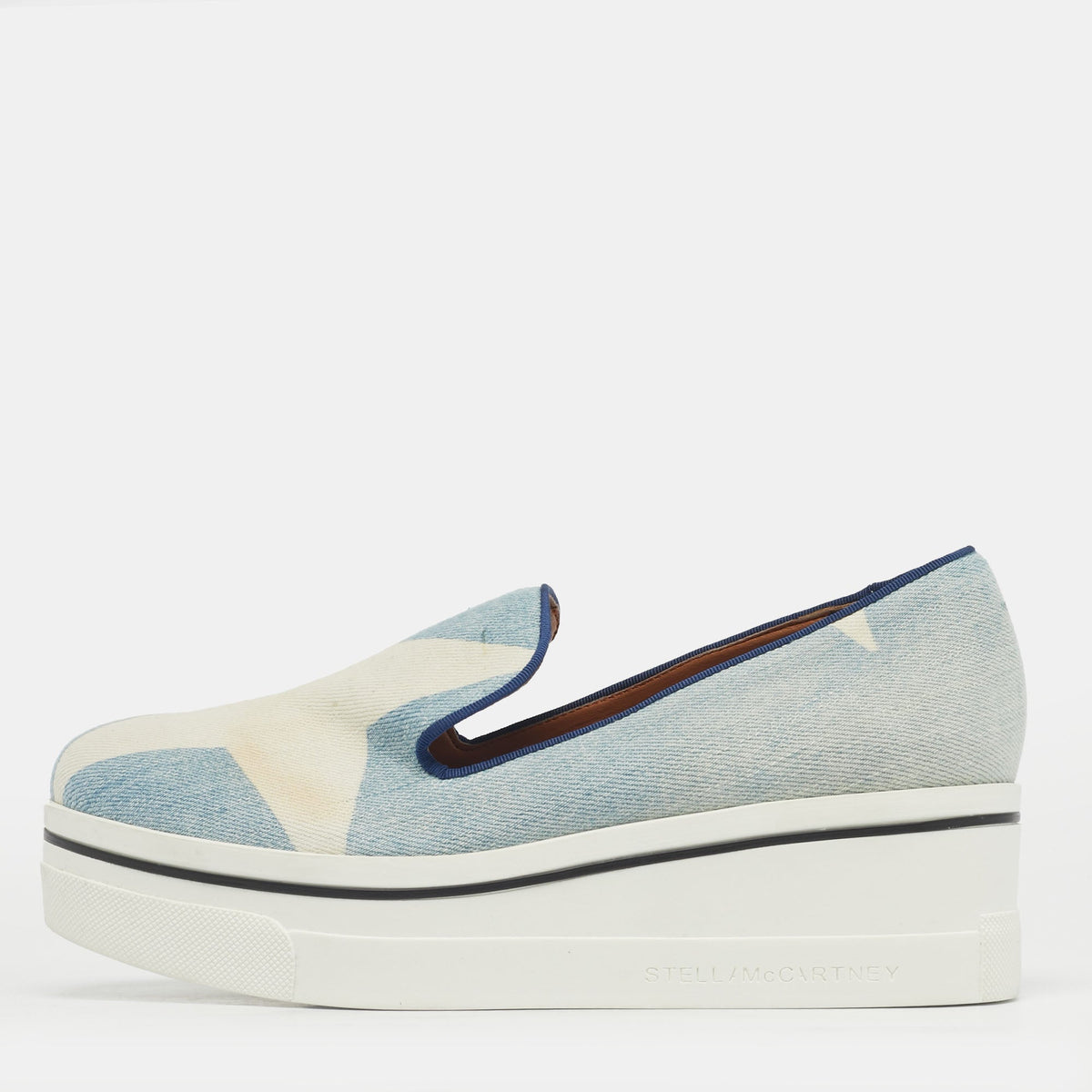 Stella McCartney Blue/Cream Denim Binx Slip On Sneakers Size 36