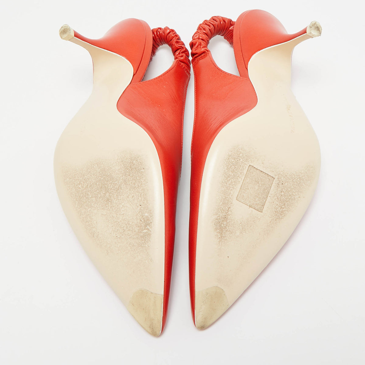 Bottega Veneta Orange Leather Pointed Toe Slingback Pumps Size 39