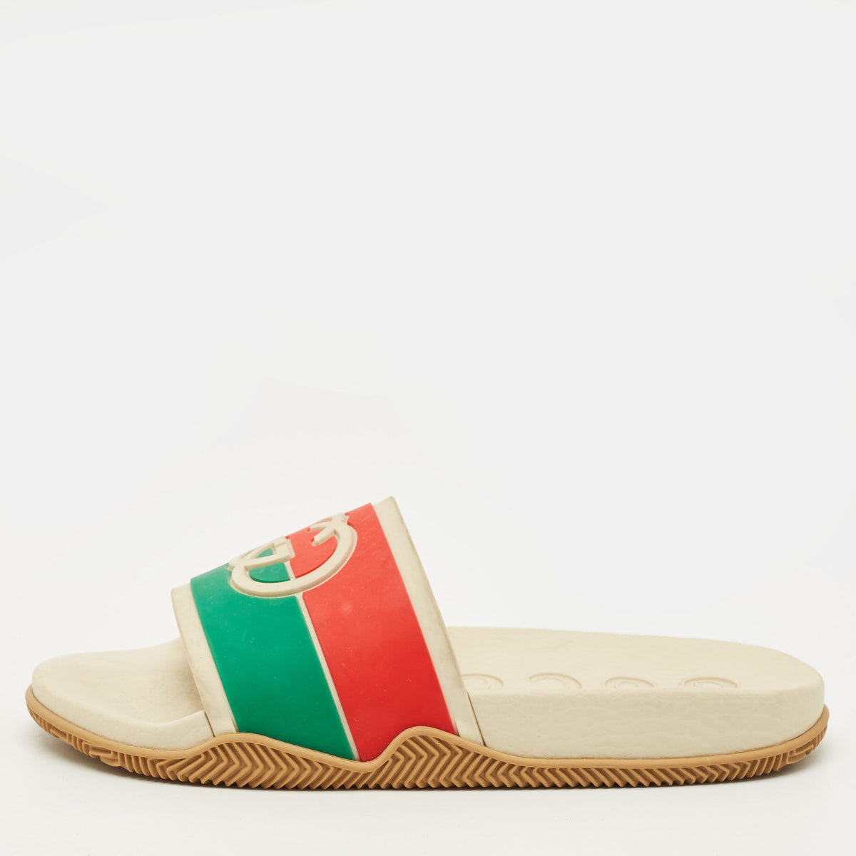 Gucci GG Web Size 37 Multicolor Rubber Pool Slides
