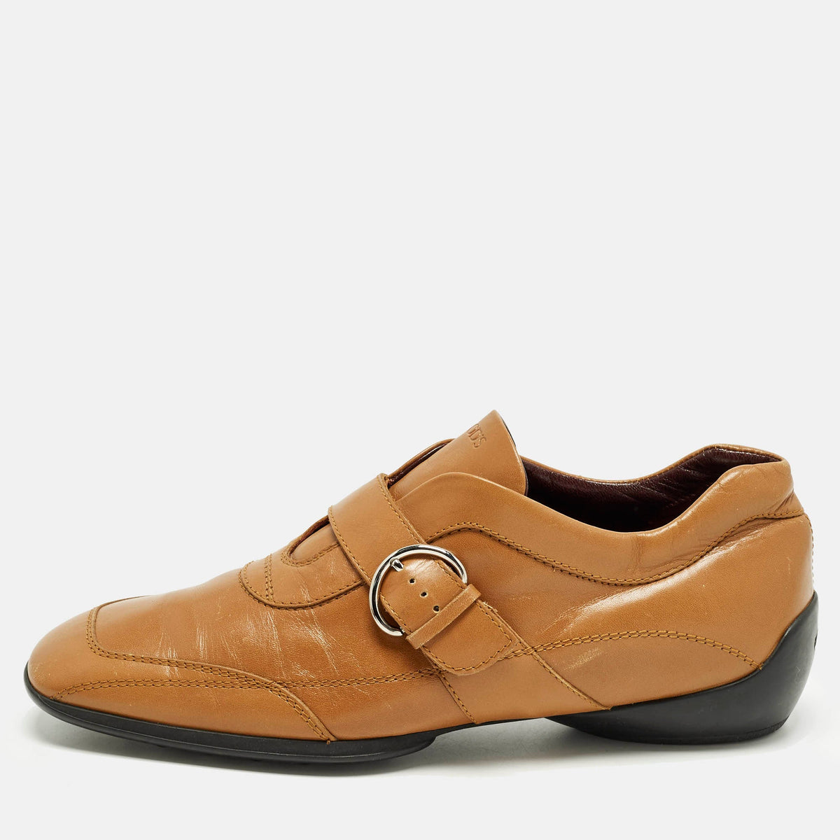 Tod's Size 39 Tan Leather Monk Strap Loafers