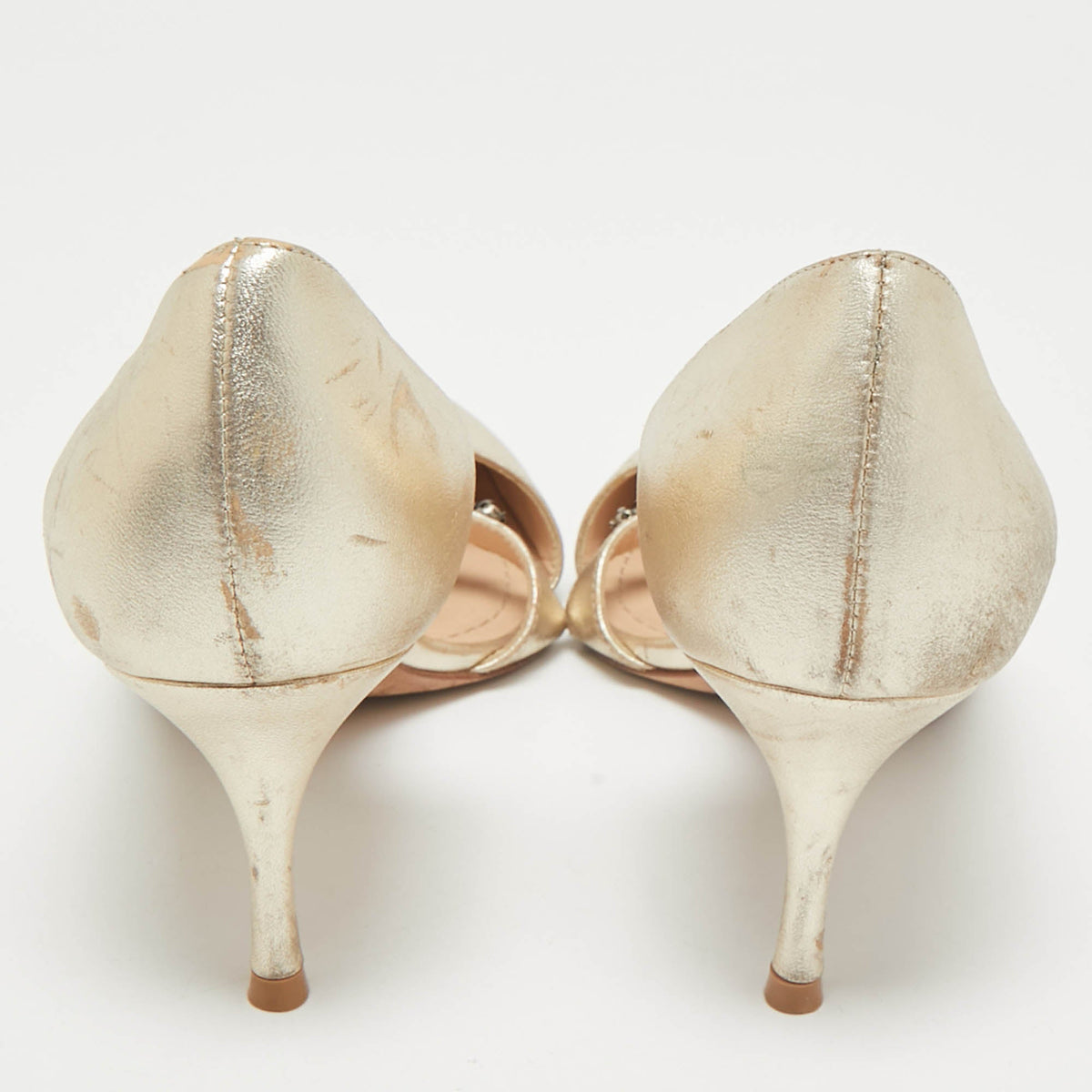 Dior Gold Leather D'orsay Pointed Toe Pumps Size 37.5