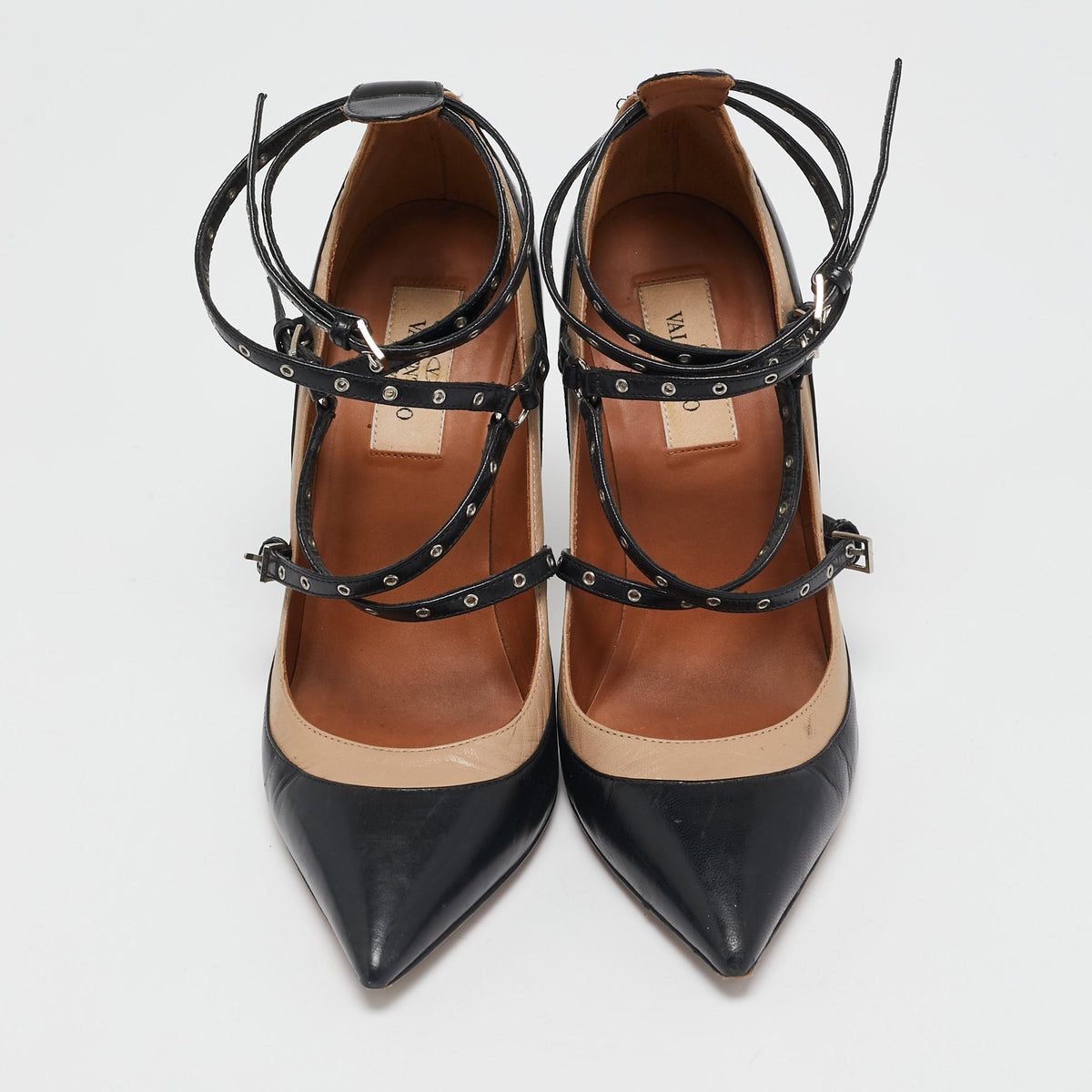 Valentino Black/Beige Leather Love Latch Pumps Size 37