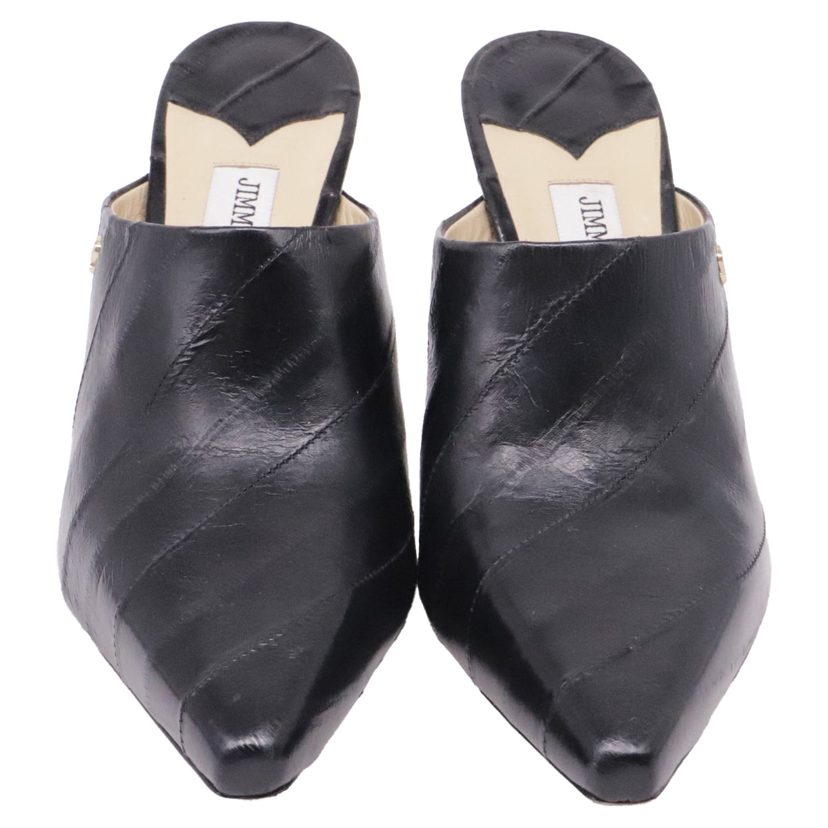 Jimmy Choo Rya 90 Heeled Mules in Black Leather