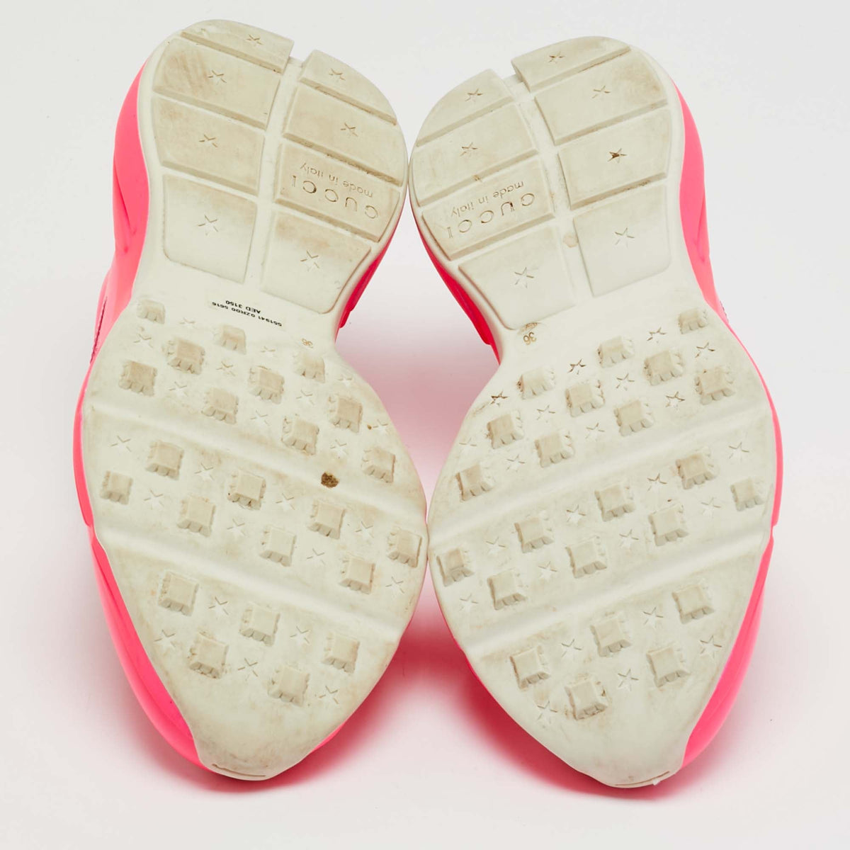 Gucci Rhyton Size 36 Neon Pink Leather Low Top Sneakers