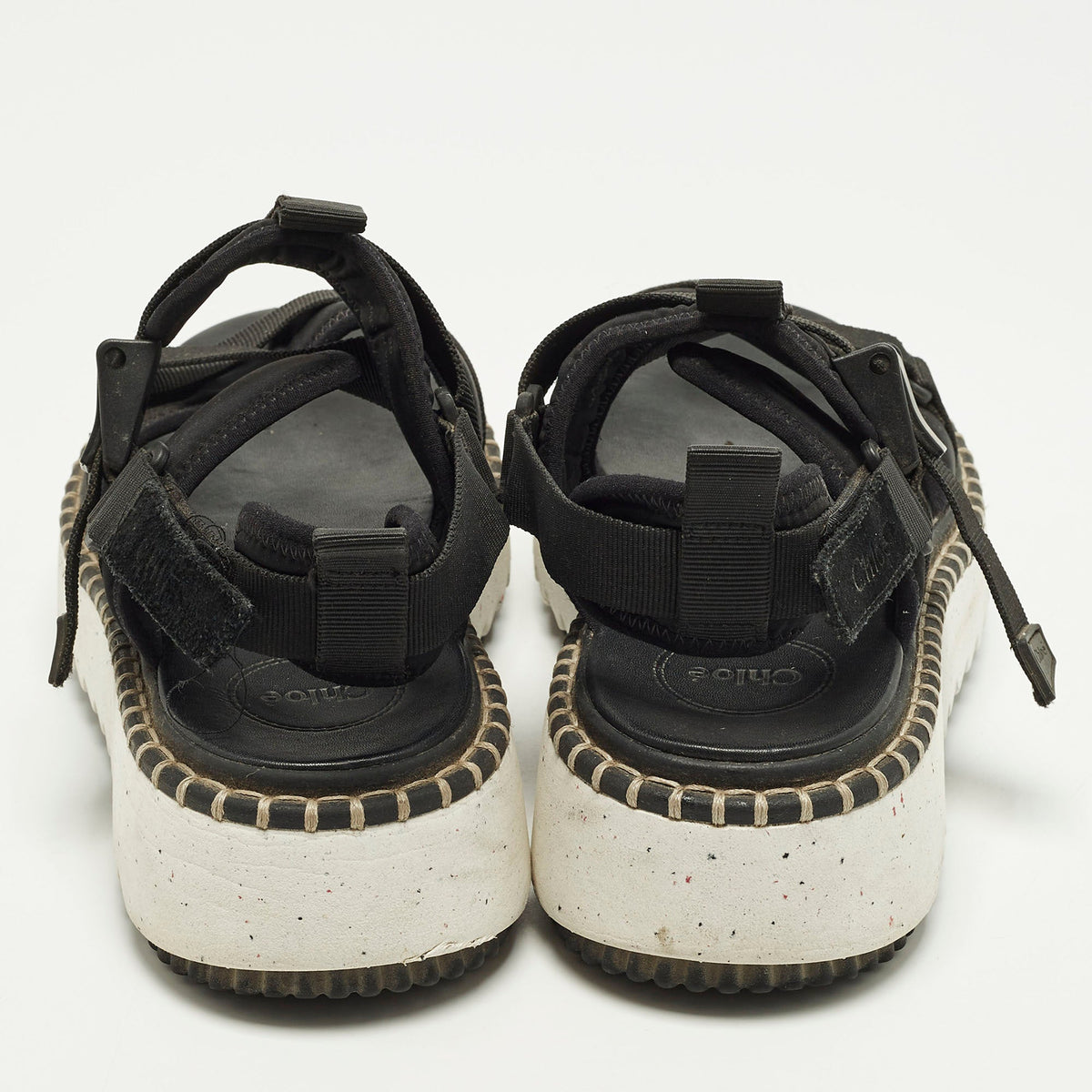Chloe Lilli Size 39 Black Fabric and Nylon Platform Sandals