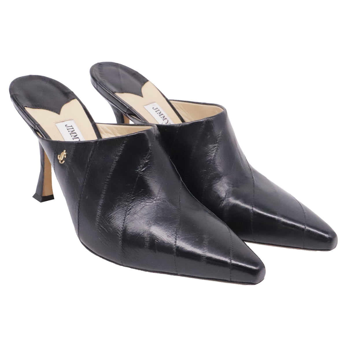 Jimmy Choo Rya 90 Heeled Mules in Black Leather