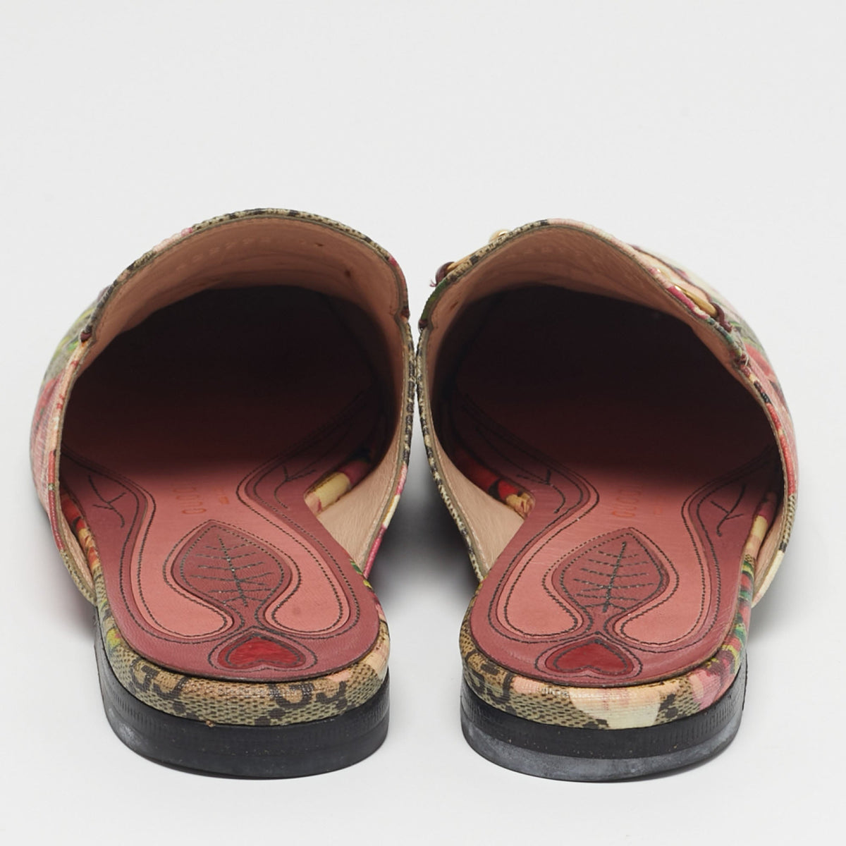 Gucci Size 37 Multicolor Blooms Printed GG Canvas Princetown Mules