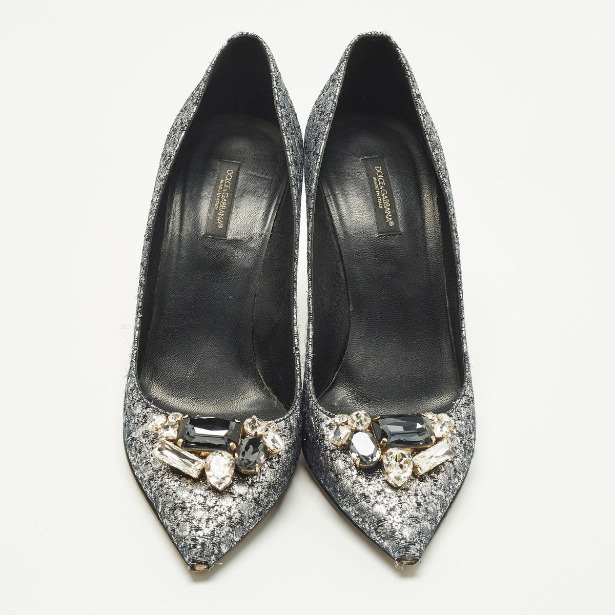 Dolce & Gabbana Bellucci Size 40 Silver Lurex Fabric Pumps