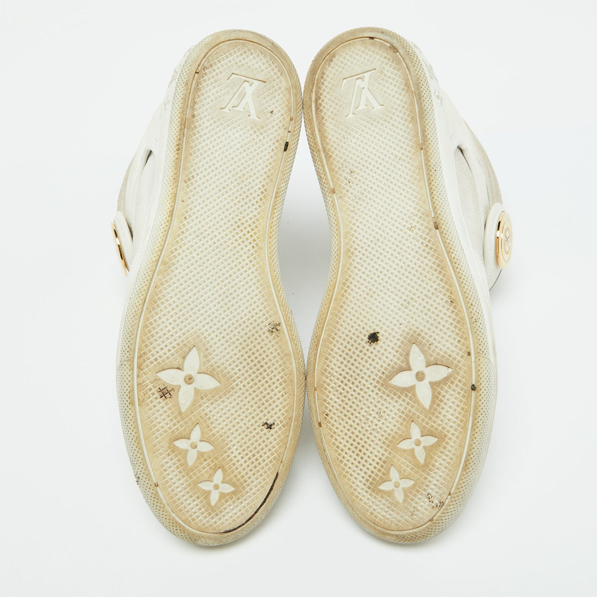 Louis Vuitton White Epi Leather and Suede Postmark Wedge Sneakers Size 39