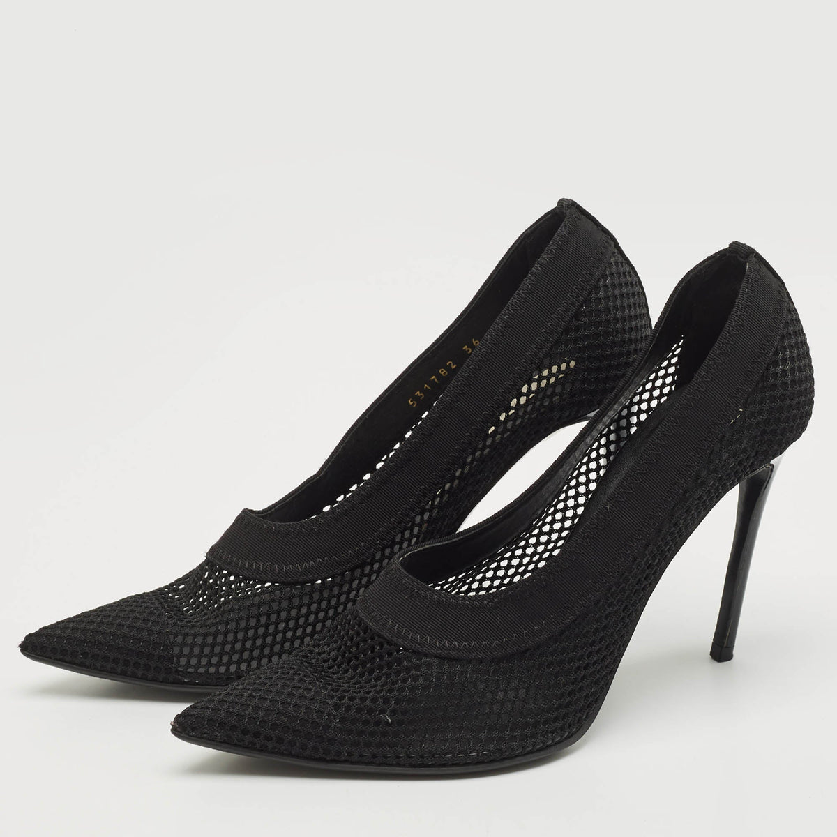 Stella McCartney Black Knit Mesh Pointed Toe Pumps Size 36
