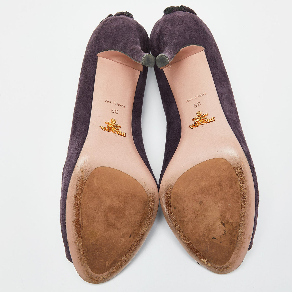 Prada Purple Suede Peep Toe Pumps Size 39